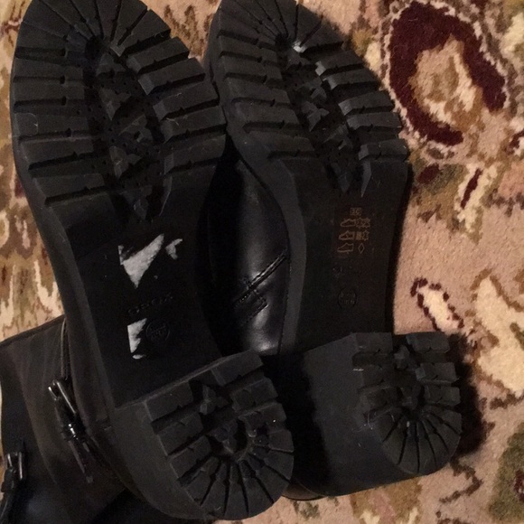 GEOX BLACK LEATHER CHUNKY HEEL KNEE HI BOOTS EUC - Picture 7 of 8